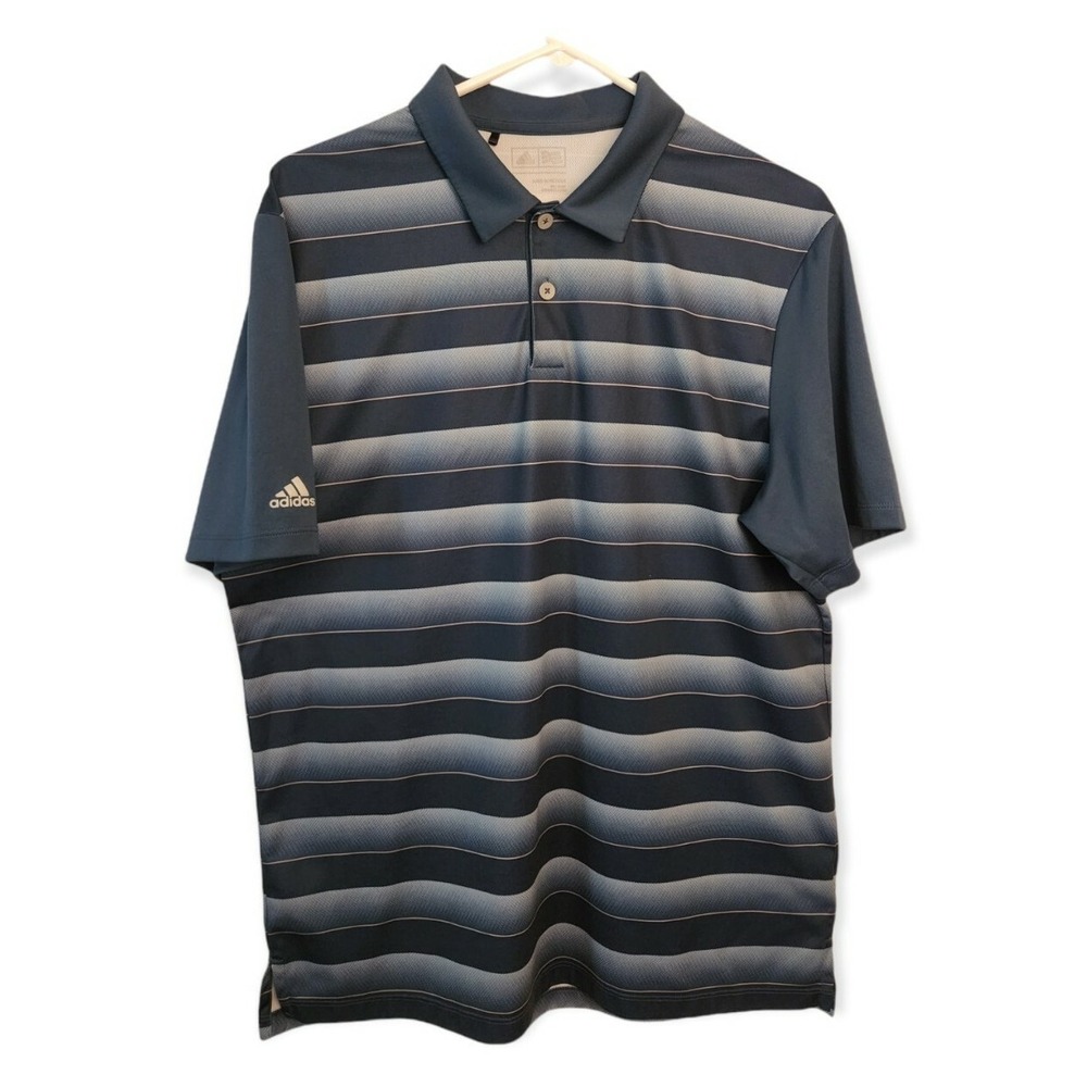 Adidas Short Sleeve Golf Polo Men's Shirt Blue Size Medium PIT TO PIT 22 IN.